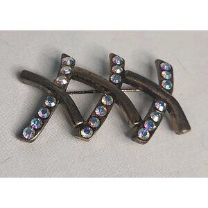 Vintage Kisses XXX Aurora Rhinestone AAI Gold Toned Brooch Pin